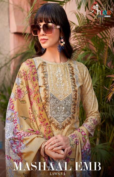 MASHAAL EMB LAWN COLLETION VOL-01 BY SHREE